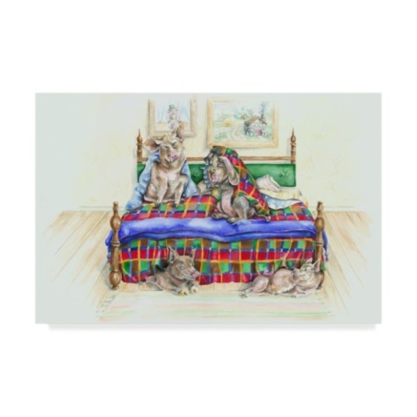 Trademark Fine Art Charlsie Kelly 'Pigs In A Blanket' Canvas Art, 16x24 ALI40874-C1624GG